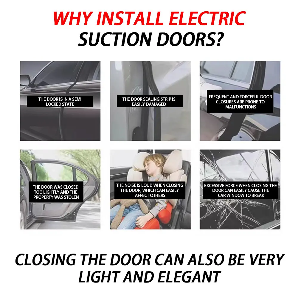 Electric Suction SOFT CLOSING VACUUM DOOR LOCK Anti-pinch Car Door Soft Closer for Defender 2020+
