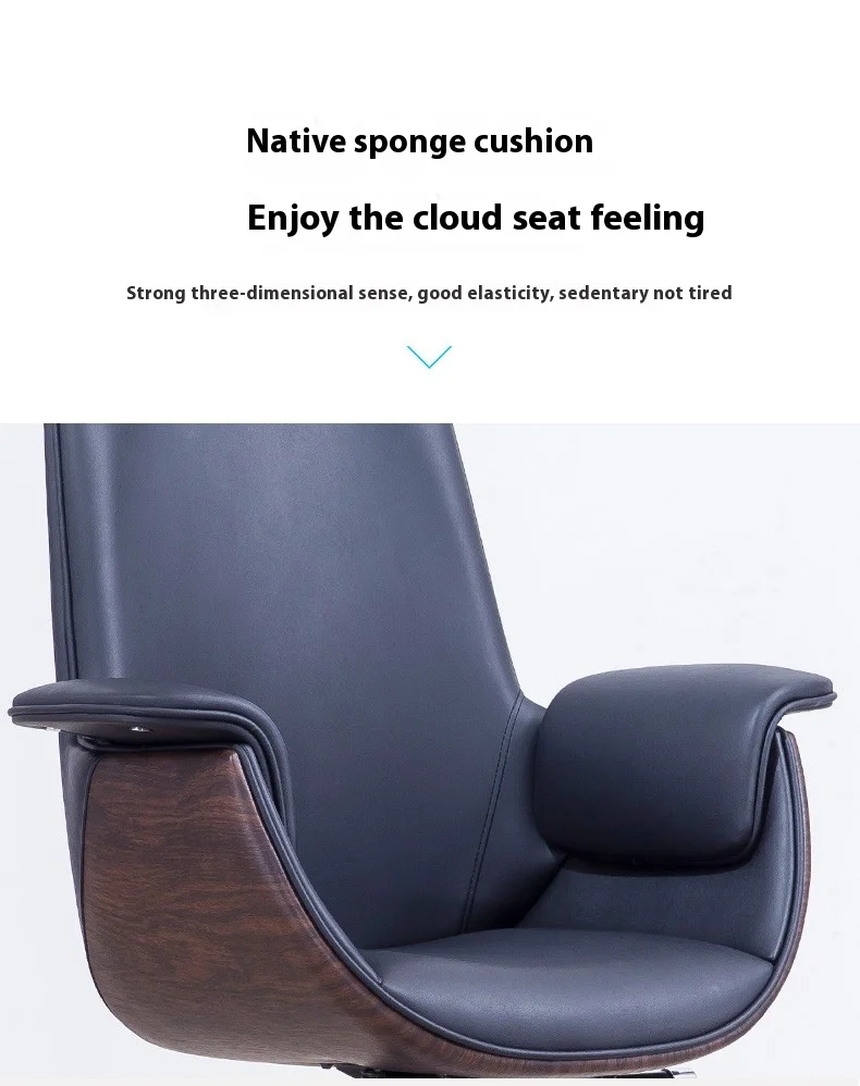 Modern High Back Solid Wood Executive Office Chair Adjustable Height Comfortable Breathable Design Swivel Reclining Villa