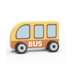 Unisex Montessori Educational Pretend Play Toys Wooden Bus and Car Nontoxic Preschool Fun for Children Aged 18 Months+