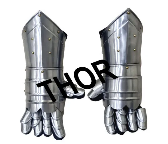 Medieval Warrior Metal Gothic Knight Style Gauntlets Functional Armor Gloves 