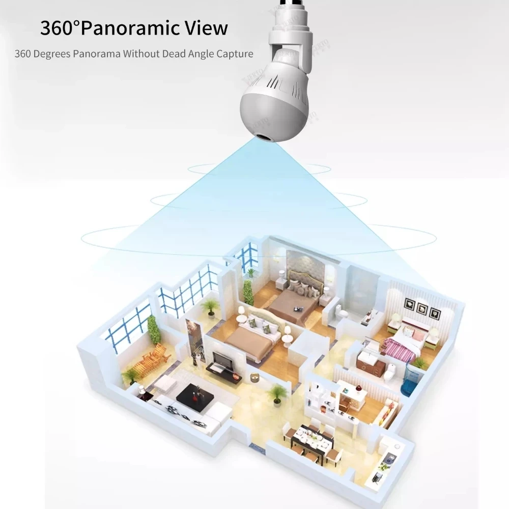 Night Vision Two Way Audio Home Security Video Surveillance Fisheye Lamp Wifi Camera 360 Wifi Panorama Camera Bulb 2MP Panorami