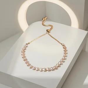 Gold Silver Plated Natural Zircon Crystal  Mixed Beaded Bracelet Copper Accessories Jewelry for Ladies Women Gift