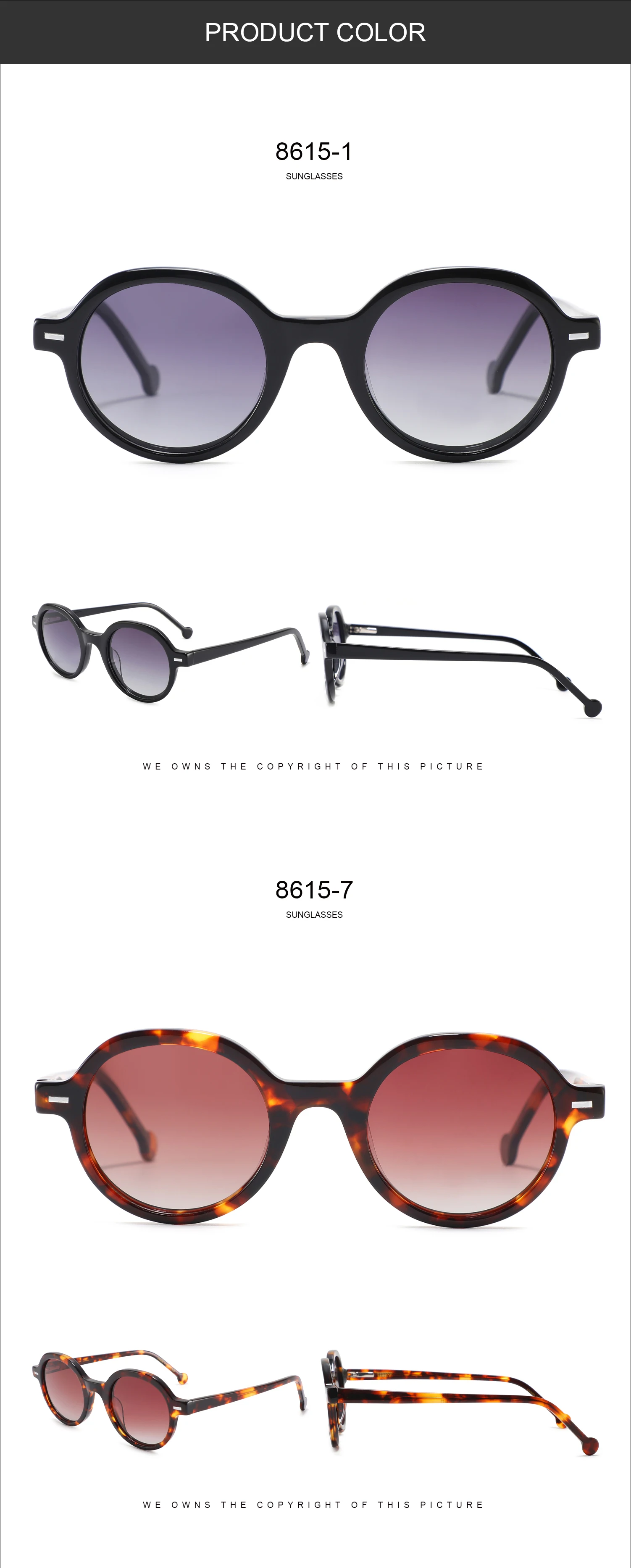 Polarised Sunglasses Unisex Round Acetate Designer Frames Luxury_voghion.com