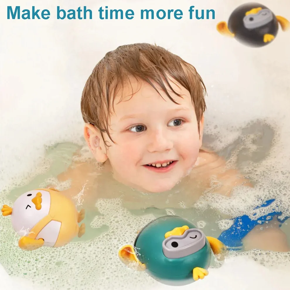 New Arrival Cute Pull String Swimming Duck Toy Baby Bath Pull Line Animal Bathtub Toy for Toddler Bathing Time Water Play Game
