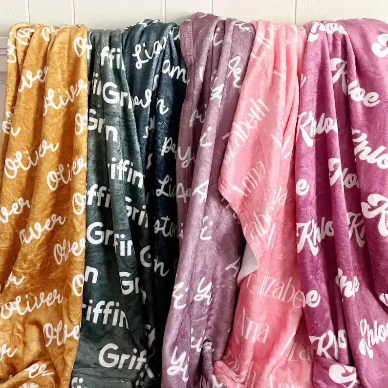 Low Moq Custom Newborn Baby Personalized Baby Fleece Blanket With Name