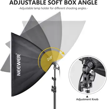 Neewer 700W Equivalent Softbox Lighting Kit, 2Pack UL Certified 5700K LED Lighting Bulbs, 24x24 Inches Softboxes With E26 detail image