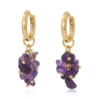 18k gold plated copper hoop earrings custom amethyst purple natural stone earrings for women