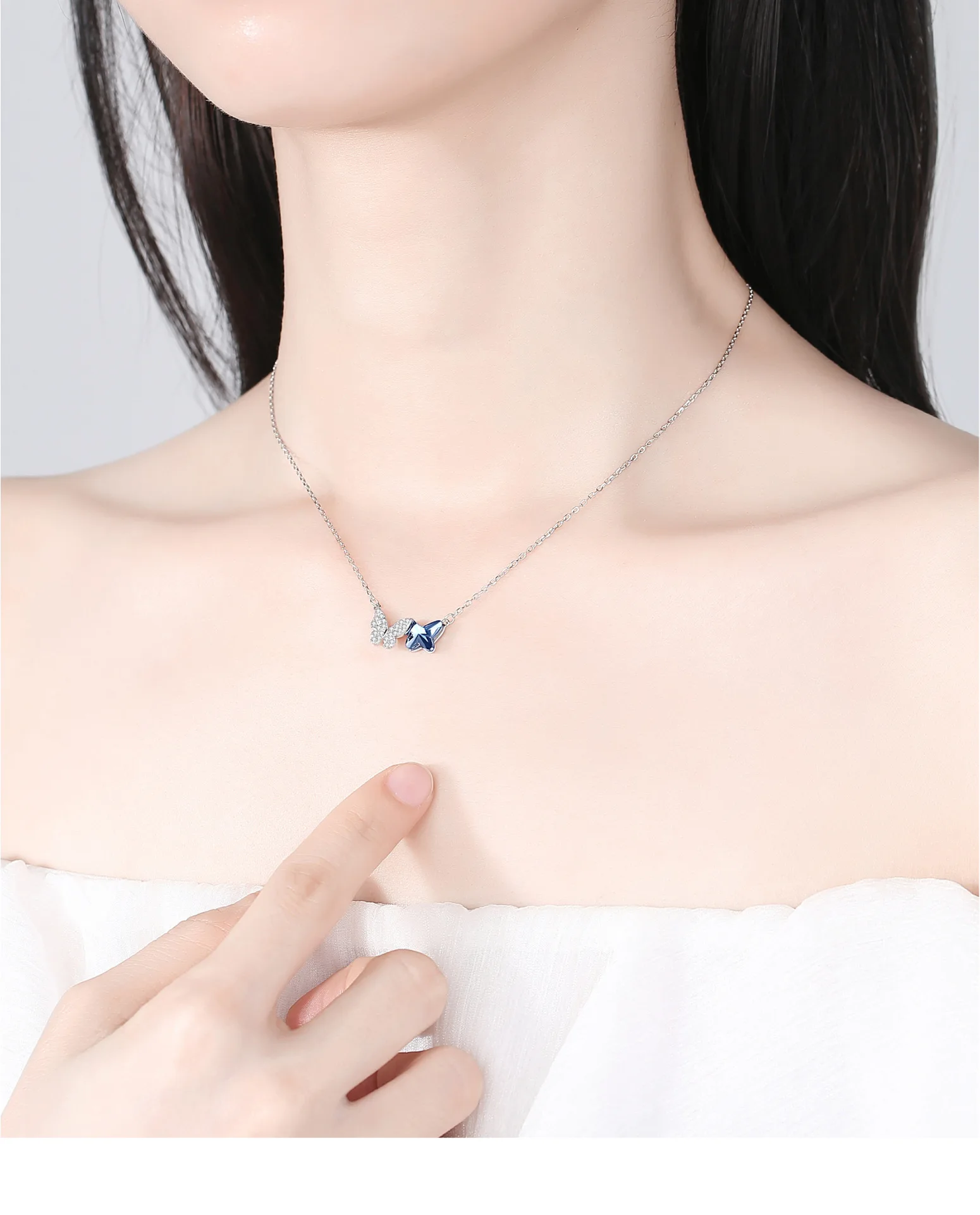 Blue Butterfly Necklace - High Quality S925 Sterling Silver
