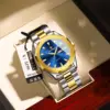875 Modelo con correa de acero con esfera azul bicolor