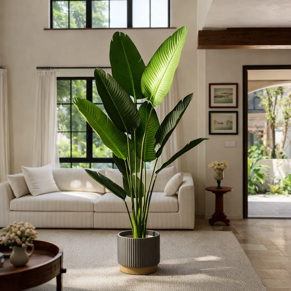 Realistic Green Eco-Friendly Water Resistant Artificial Palm Tree Plastic Indoor Decor 1.1-2.2m Height Natural Look