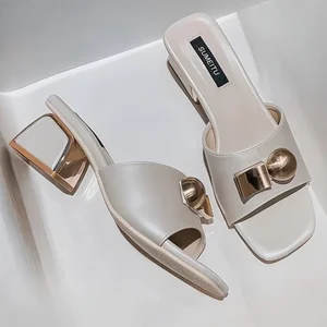 2026 Slip-On Peep Toe Women's Luxury High Heel Sandals Breathable Ladies Summer Party Wedges Chunky Heels Quality Women's Shoes