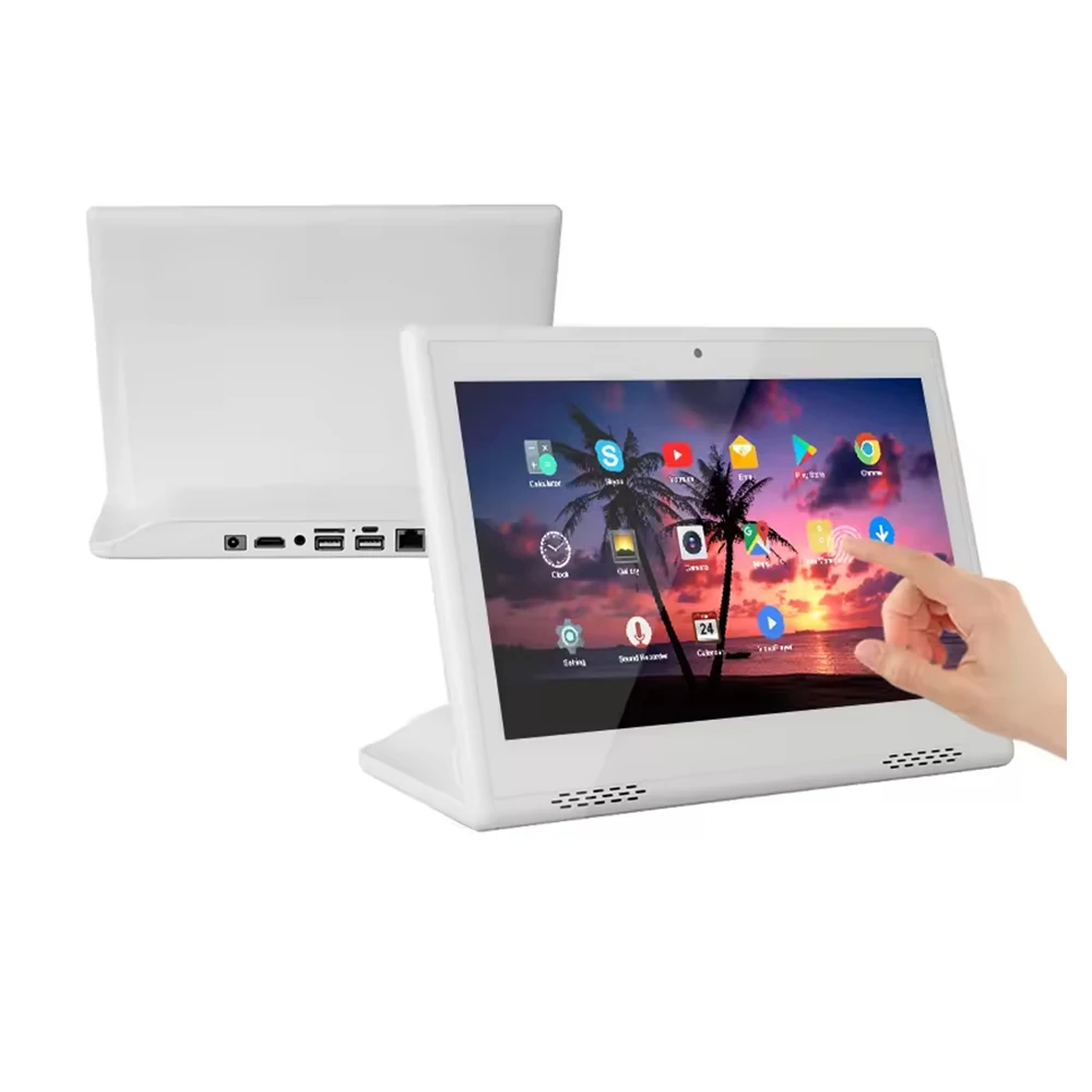 Customer Feedback Evaluator Restaurant Ordering POS System 10.1 Inch L Shape Touch Screen Android Tablet with POE NFC Desktop