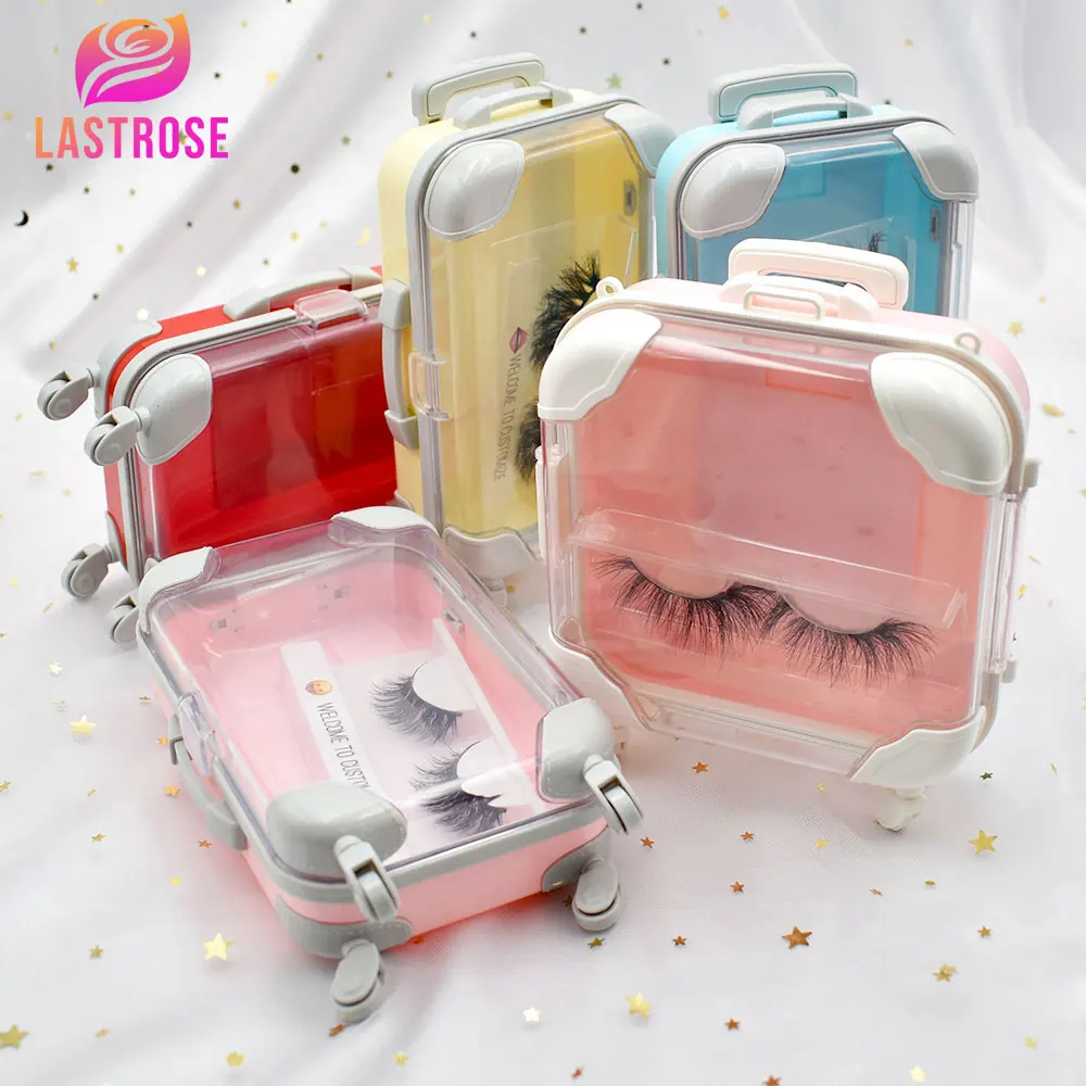 Luxury Mini Suitcase Luggage Eyelash Packaging Box Plastic Mini