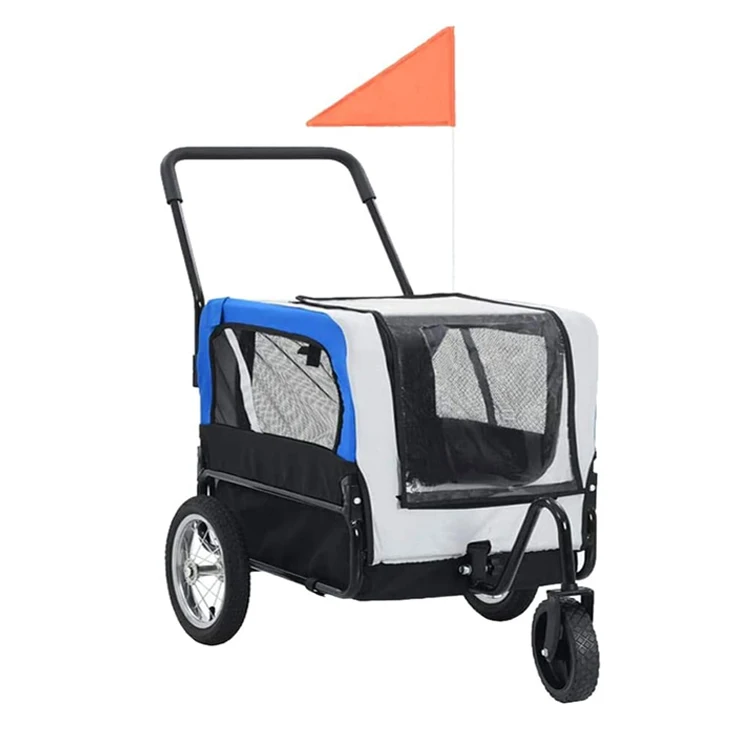 2 In 1 Dog Bike Trailer Cart Trolley Windresistant Collapsible Pet