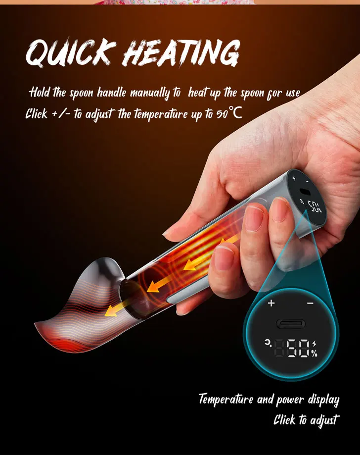 product laudtec sz01 electric heating ice cream spoon scoop convenient fast and efficient constant temperature safe-6