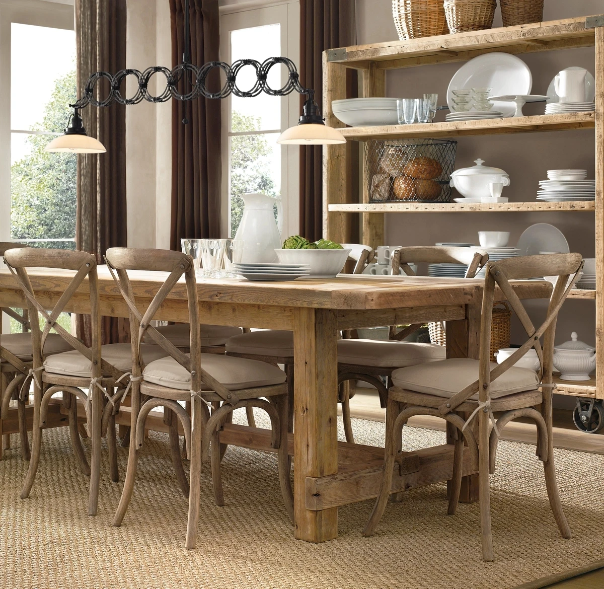 N-style Country Classic Retro Do Old Wood Dining Table