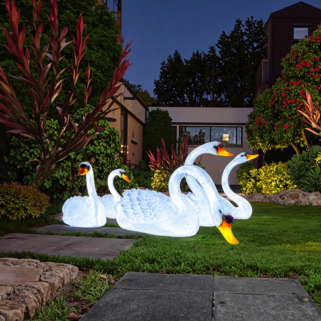 IP65 LED Light Goose Resin Animals Sculpture Indoor/Outdoor Commercial Christmas Decorations Realism Fiberglass Swan for Zoo