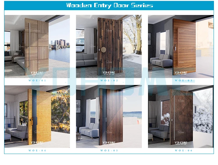 China Top Manufacturer High Quality American Pivot External Security Doors for House Wooden Front Entry Exterior Door