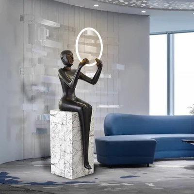 Nordic Postmodern Humanoid Vertical Abstract Sculpture Floor Lamp Sales Office Hotel Lobby Art Decoration Decoration