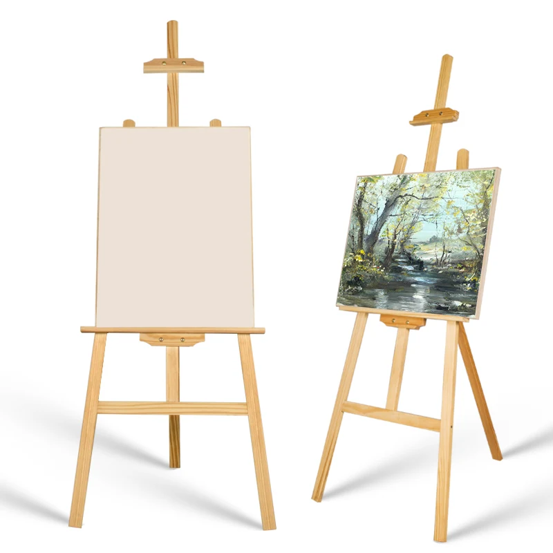 Blank painting board or canvas board with wooden easel, art board