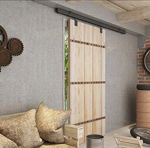 Heavy-Duty Ceiling Mount Barn Door Hardware Kit Black Box Track Sliding Rail Hanger Durable Steel Brass and Metal Materials