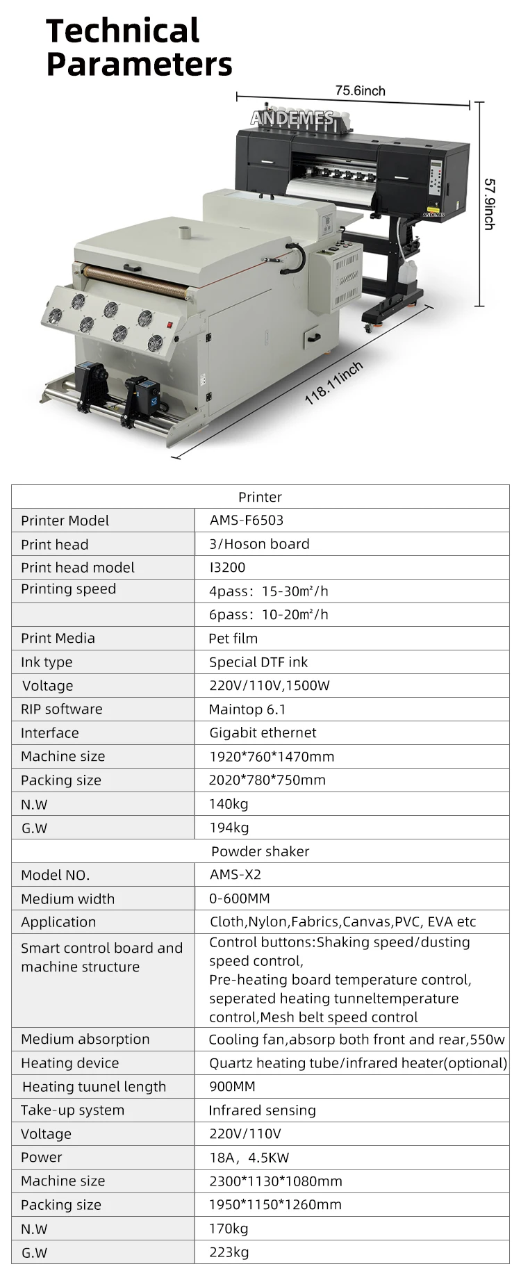 24 Inch DTF Printer with i3200 Print Head and 220V/110V Voltage for High-Quality Digital Printing