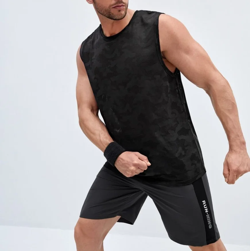 Custom Polyester Elastic Men Tank Top Camouflage Digital Print Quick Dry Muscle Tank Tops Buy