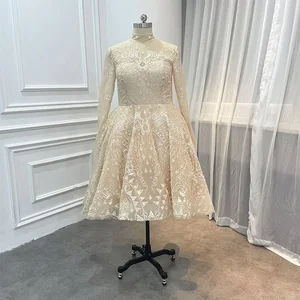 Wholesale Champagne Long Sleeves Plus Size Bridesmaid Evening Prom Gowns