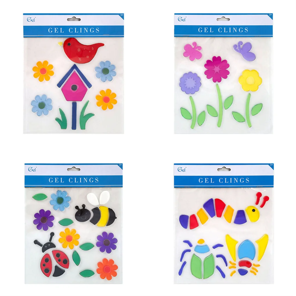 Spring Summer Easter Window Sticker Gel Cling for Children Kid Decoration Include Egg Chick Bee Cute Jelly Cling Holiday