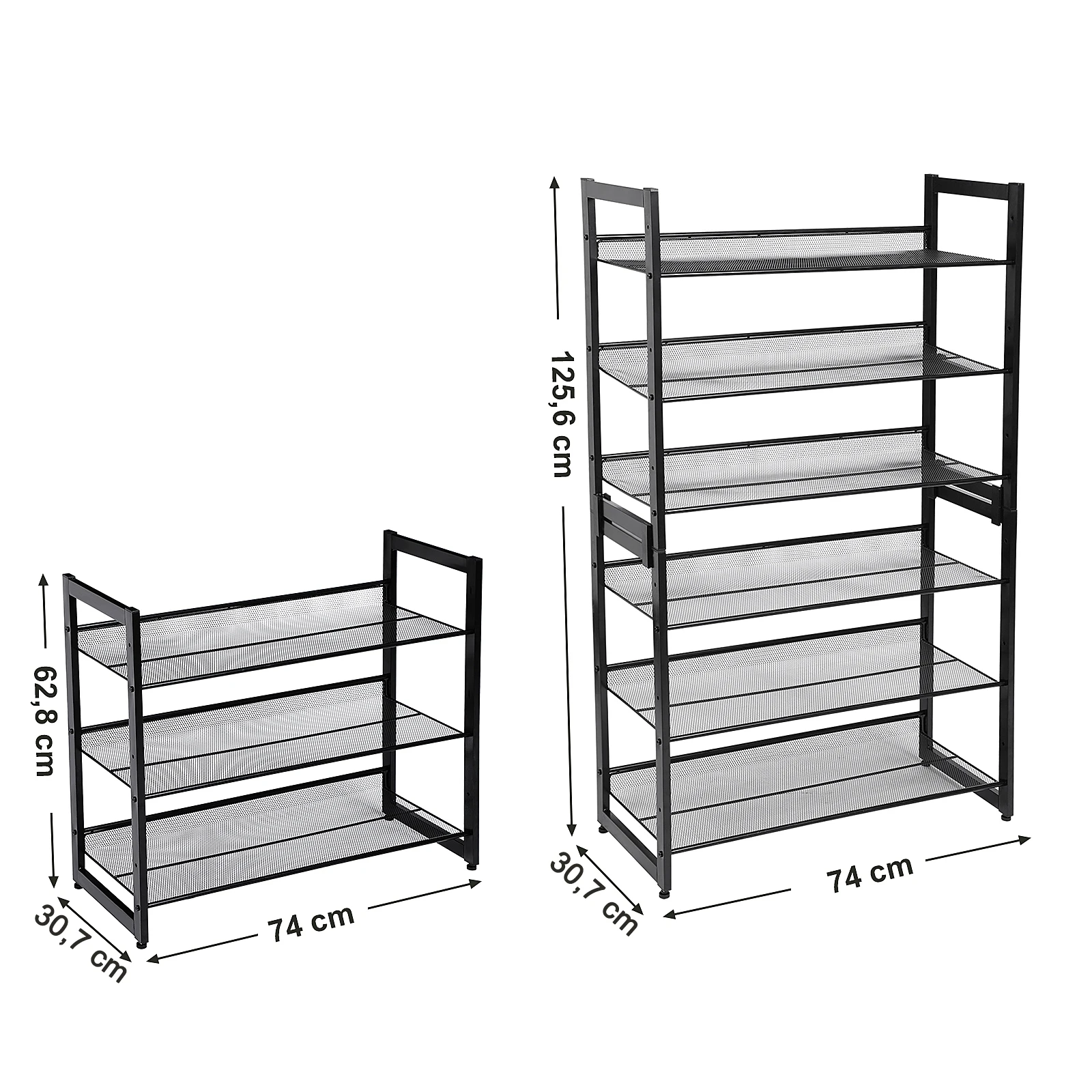 Songmics Customized Shoe Rack 3 Tiers Mesh Shelves Stackable Metal