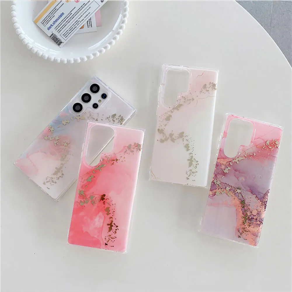 Marble Phone Case For Galaxy S24 S24+ S23 S23+ S22 Ultra Fe 5G Cases Luxury Custom Glo Gold Cloud Phones Wavy Sjk153 Laudtec factory