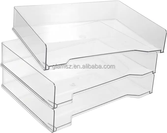 Transparent Clear Large 3 Tiers Acrylic Stackable Paper Tray Luxury ...