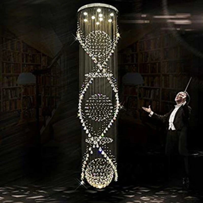 Double Helix Crystal Chandelier Cross Spiral Pendant Lamp for Living Room Hotel Hallway Foyer Entry Way Ceiling Light
