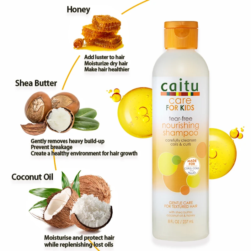 Caitu 237ml Care For Kids Curl Hair Shampoo Gently Cleanses Shea Butter