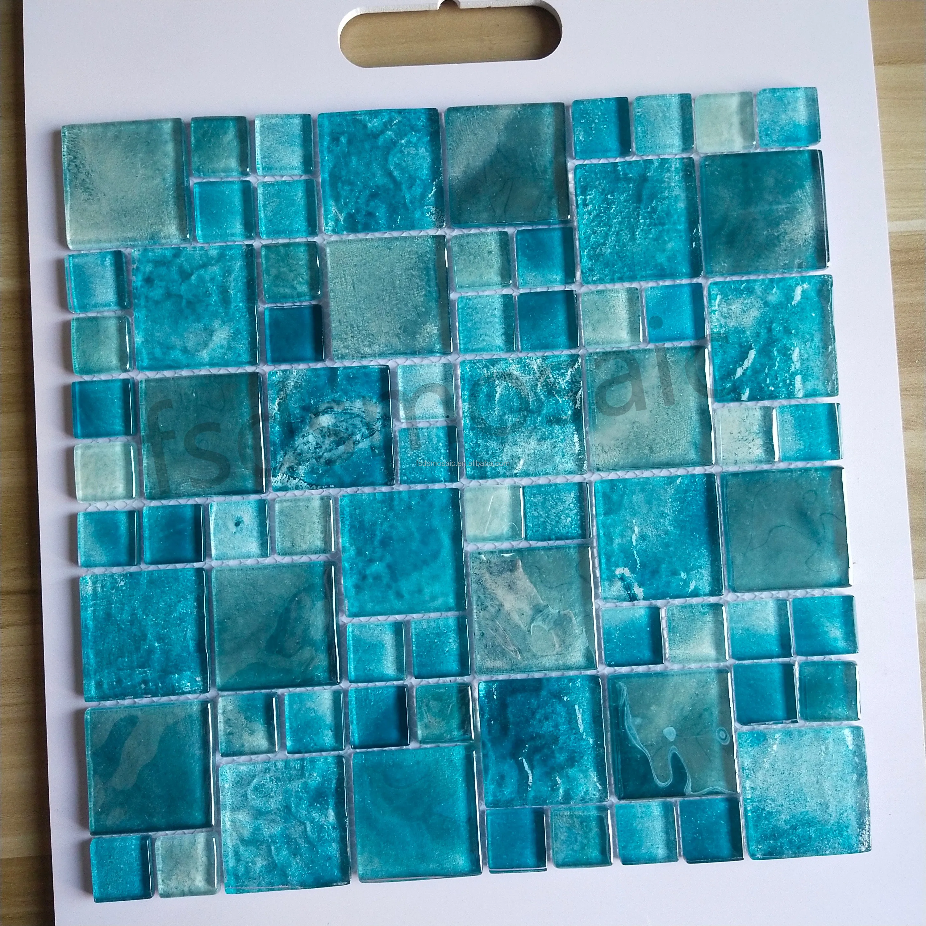Swimming Pool Glass Mosaic Colorful  Iridescent Tiles Strip Swimming Pool Mosaic Tile Wall Floor Decoration