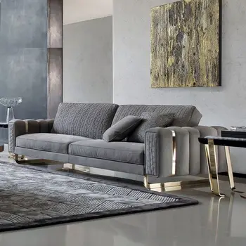 Foshan Italian light luxury living room sofa home modern leather sofa set furniture seating room 3 seater sofa