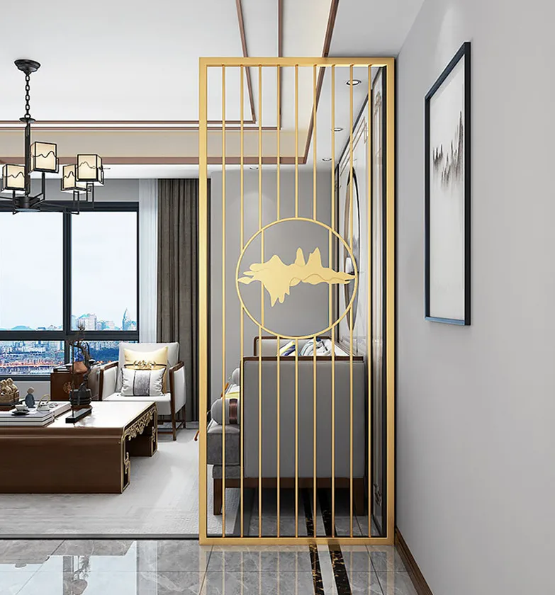 Custom Portable Folding Steel Screen Simple Style Hollow Metal Art Contemporary Movable Room Dividers for Living Custom