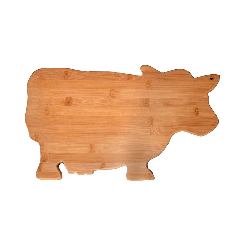 Cow Shaped Bamboo Cutting Board Bar Serving Board For Meat, Fruit Prep and Bamboo Cheese Plate