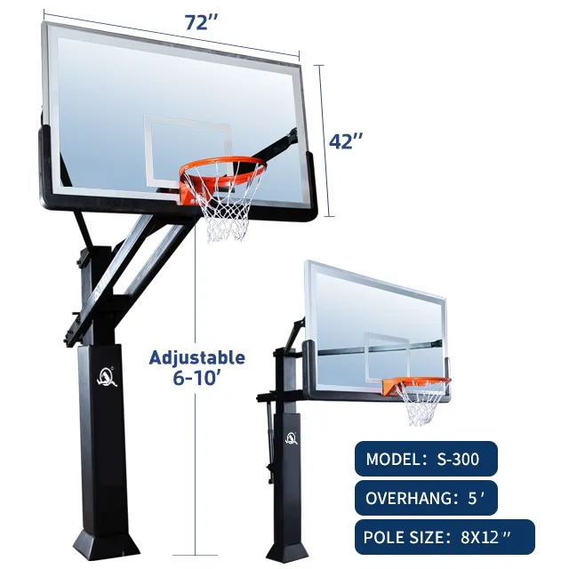 American Regulation Size Tempered Glass Backboard Breakaway Rim ...