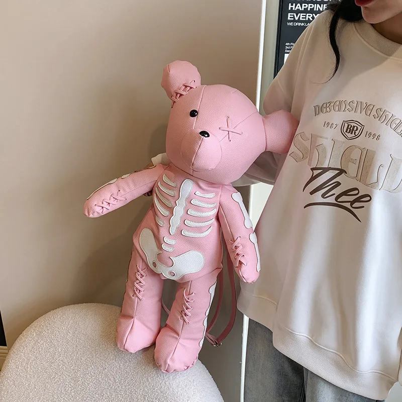 Femalee Fashion Skeleton Bear Backpack - Punk Style School Bag display picture 1