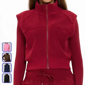 Wholesale Loose Zipper up Women's Sportswear Sleeveless Jacket Windproof for Outdoor Running Fitness Yoga Jacket