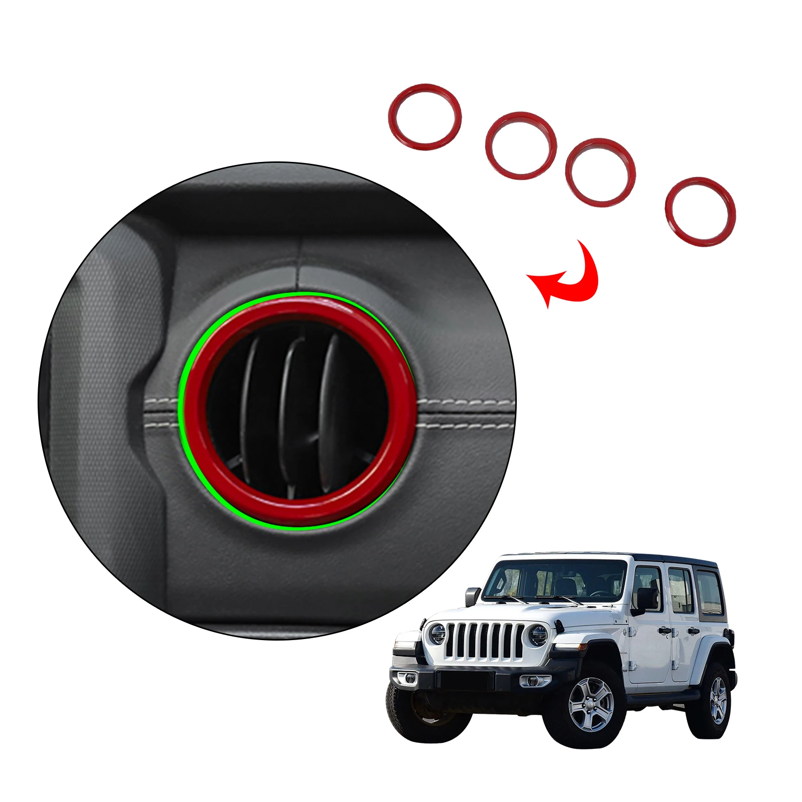 Abs Red Car Accessories Interior Decoration Ac Front Air Condition Vent  Outlet Panel Cover Body Kits For Jeep Wrangler 2018 - Buy Auto Parts For Jeep  Wrangler 2018,Auto Interior Accessories For Jeep