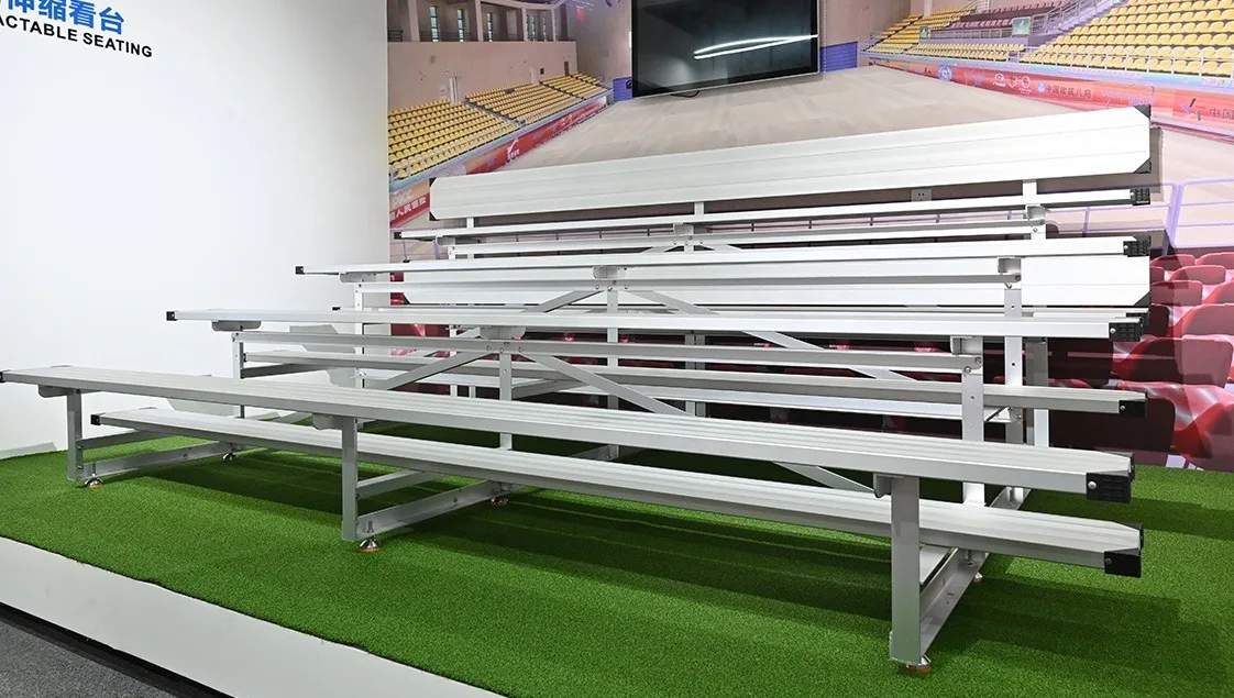 3 Row Low Back Tip And Roll Portable Soccer Tribune Seats Stadium Gym