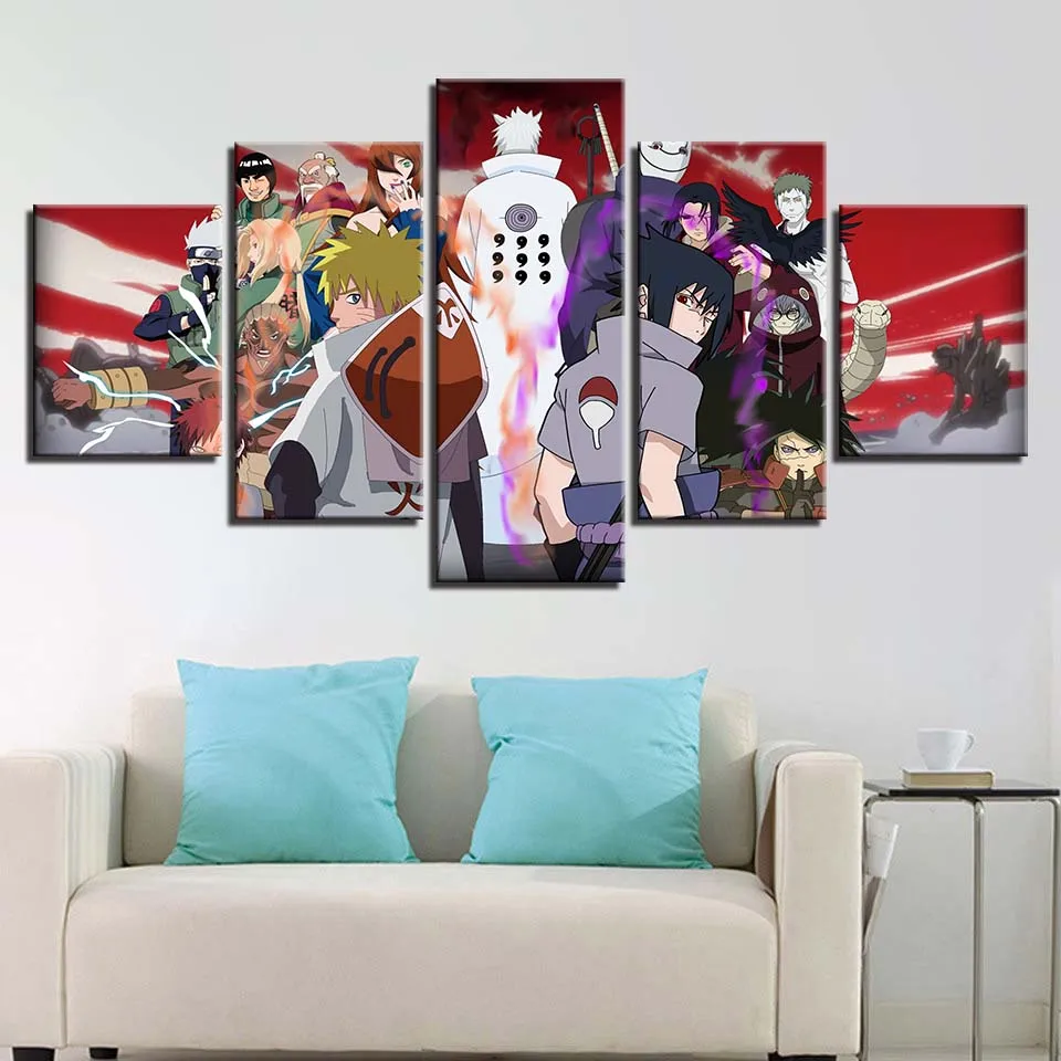 5 Pieces Anime Painting Japanese Animation Canvas Art Paints Wall Stickers  Wallpaper Living Room Sofa Background Decor - Buy Artwork,Oil Painting Anime ,Wall Stickers Canvas Product on 