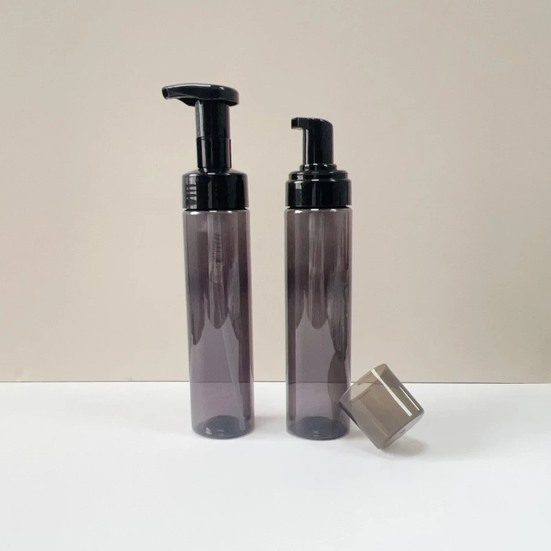 New 250ml Pet Mousse Foam Bottle Clear Black Plastic Foam Pump Bottle Cosmetic Packaging Plastic Bottle