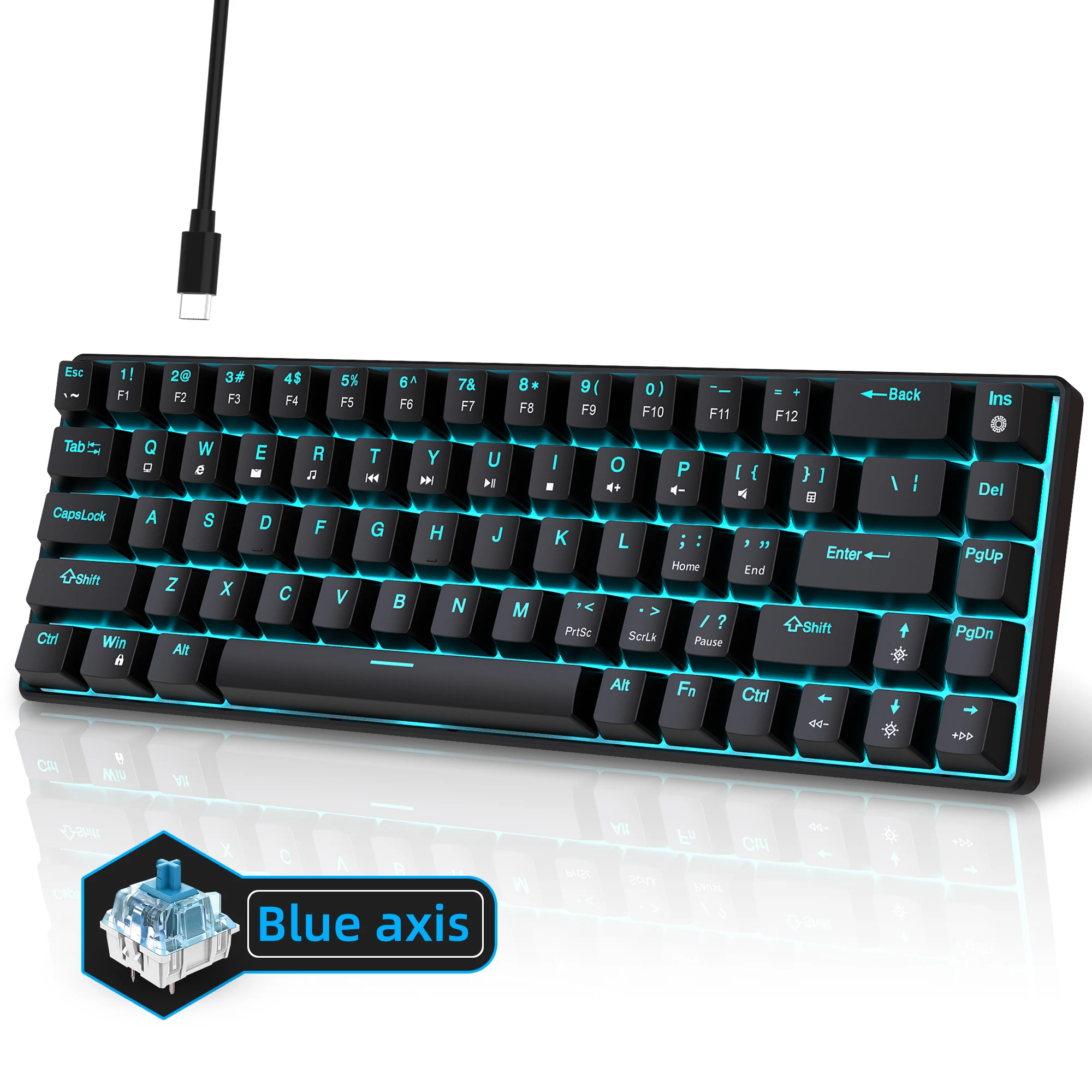 Wholesale HXSJ 68 Keys Wired Gaming Keyboard with RGB Backlit