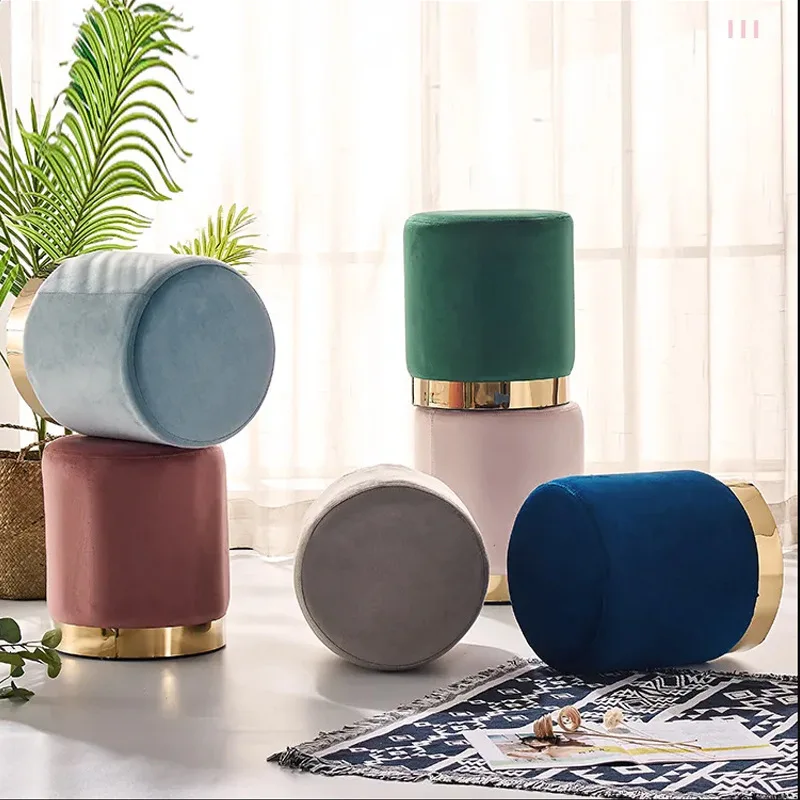 TecTake® Storage Stool With Soft Velvet-Look Cover & Golden Steel Base - View #9
