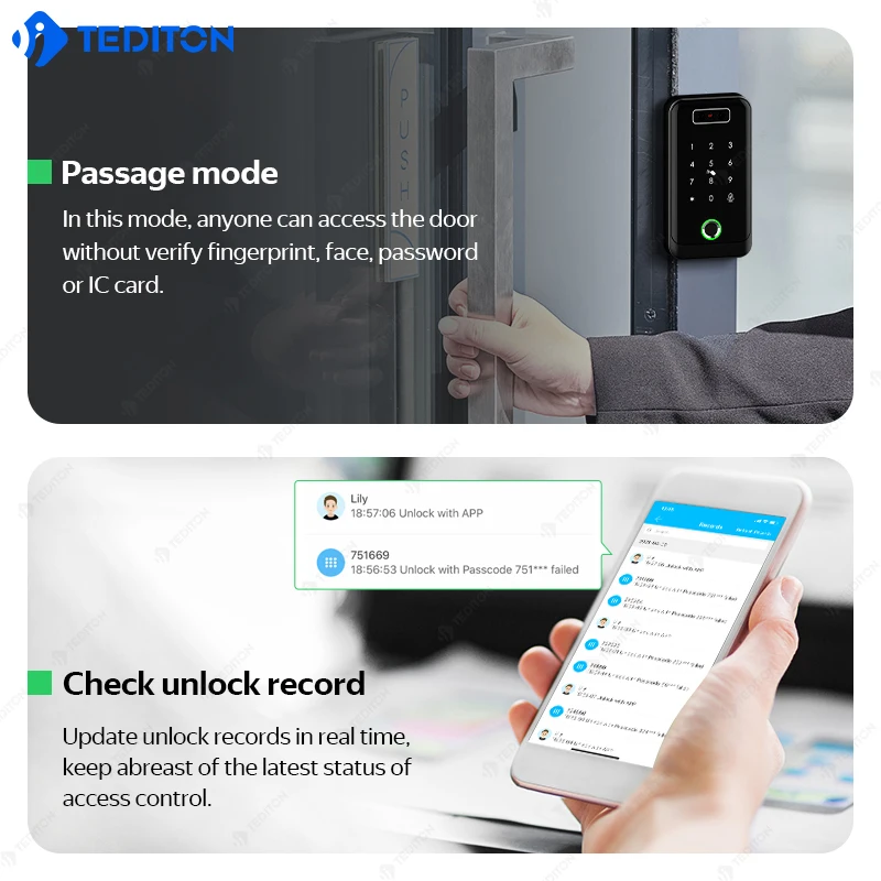 TTlock Gate Face Recognition Waterproof Biometric Fingerprint Password Rfid Door Access Control Card Security Kit
