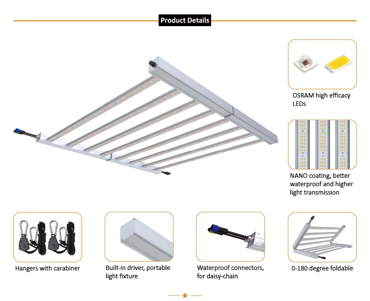 Sunritek MH8 Drop Shipping 660w Foldable Hydroponic Horticulture Indoor Led Grow Light Spectrum VS Led Grow Light samsung Lm301h