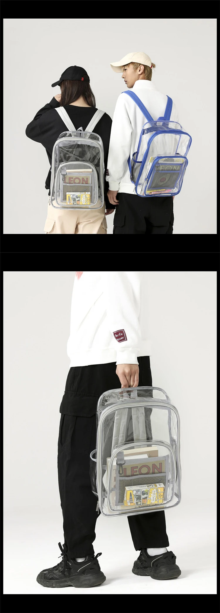 Custom Clear Plastic Backpack Wholesale Durable Thicken Pvc Clear